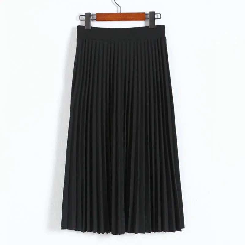 Ladies Fashion Maxi Skirt Women Pleated Skirt Black Sexy Chiffon Skirt ...