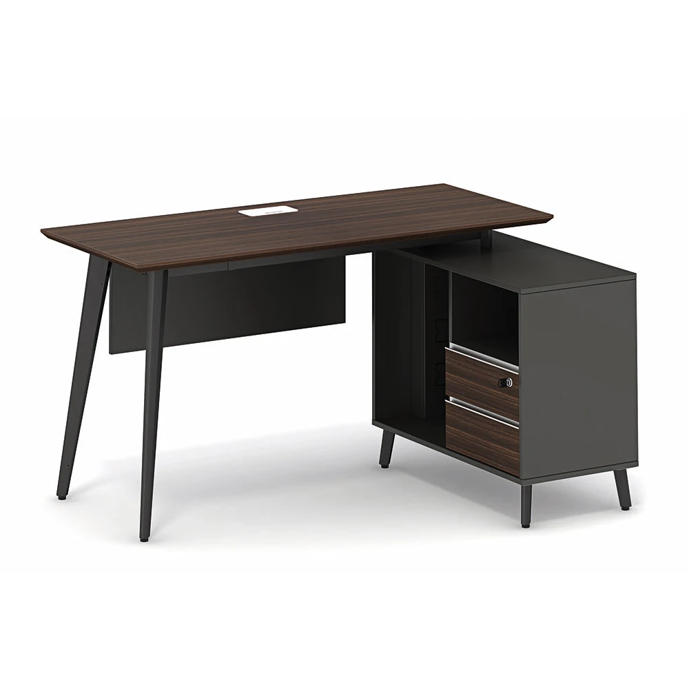 金属框架办公室经理办公桌与侧柜