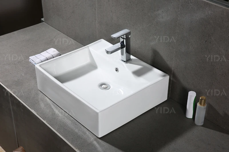 Featheredge ceramic white basin bathroom square art basin sink