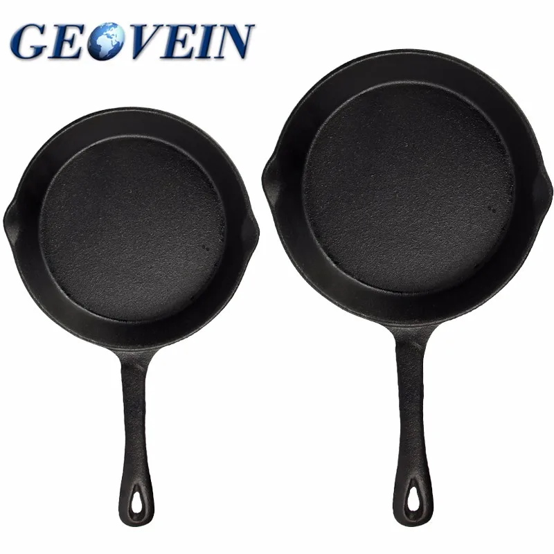 Geovein Various Sizes Cast Iron Flipping Omelet Pan European Style