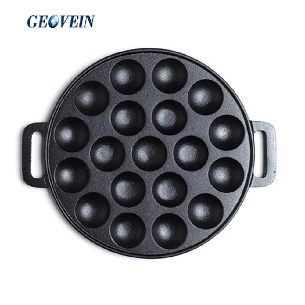 Kitchen Bakeware Preseasoned Cast Iron 19 Holes Danish Pancake Puffs ...