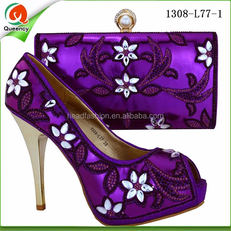 New Products 2017 Online China Whole Purple Italian Shoes And Bag Set Beaded Purses Handbags Bags To Match
