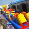 ZZPL 81ft long kids bouncy slide obstacle, inflatable turbo rush obstacle course for sale