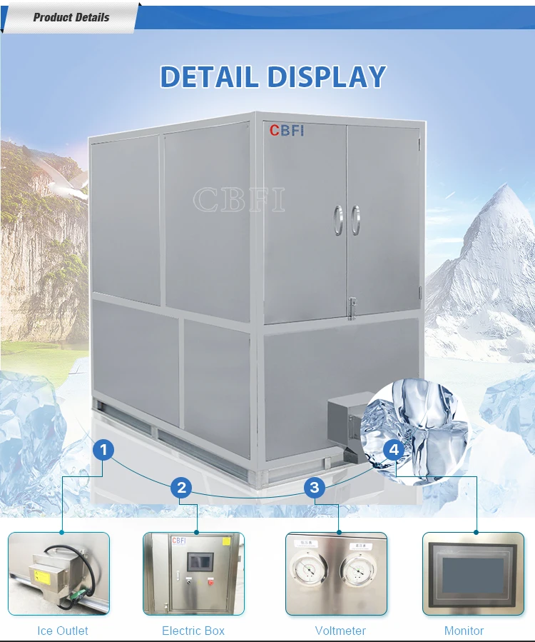 Fully automatic PLC control stainless steel cube ice making machine cube ice maker