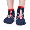 Teen Boy Fashion Pattern Union Jack Knitted Stripe Cotton Five Finger Socks