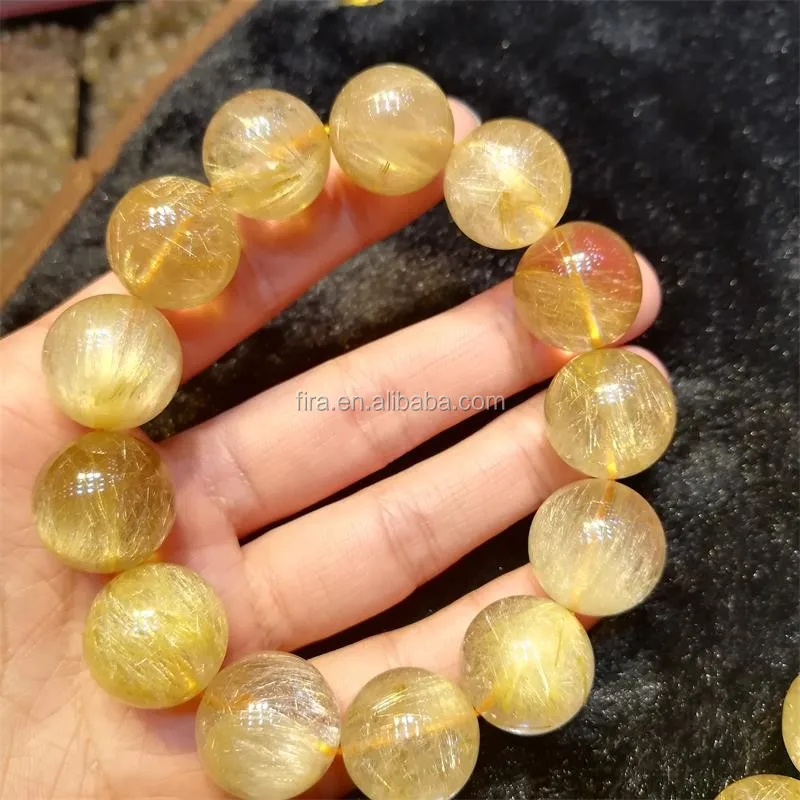 Wholesale Gold Rutilated Quartz Beads Golden Rutilated Quartz Round ...