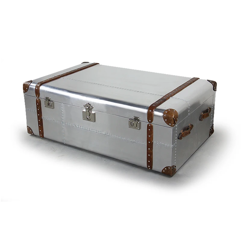 Home Furniture Multi Function Large Storage Aluminum Trunk Coffee Table ...