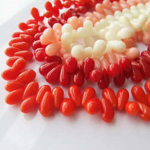 coral teardrop beads