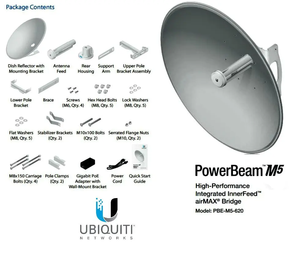 UBIQUITI NETWORKS PBE-M5-620 Ubiquiti PBE-M5-620,PowerBeam M5 5GHz 29dBi 620mm airMAX Bridge Ubiquiti Networks PBE-M5-620 PowerBeam airMAX PBE-M5-620-US B&H