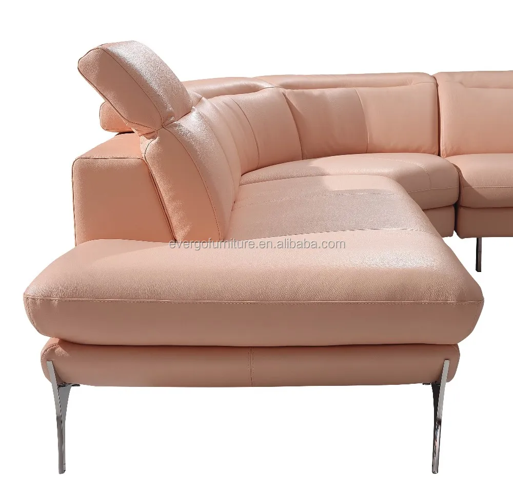 Pink Leather Furniture Living Room Sofa Model 1541a Modern Sofa Set