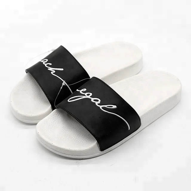 Leather Cloak Upper Custom Logo Black Blank Slide Sandal (1).jpg