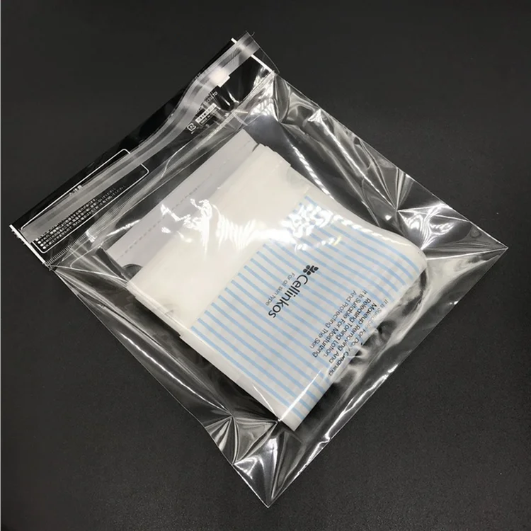 Self-adhesive custom transparent pe opp plastic clothes packaging clear bag
