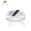 Classic Design 925 Sterling Silver Black Plate Miracle plate Invisible Setting Nano-Stone Wedding Bands Ring Jewelry