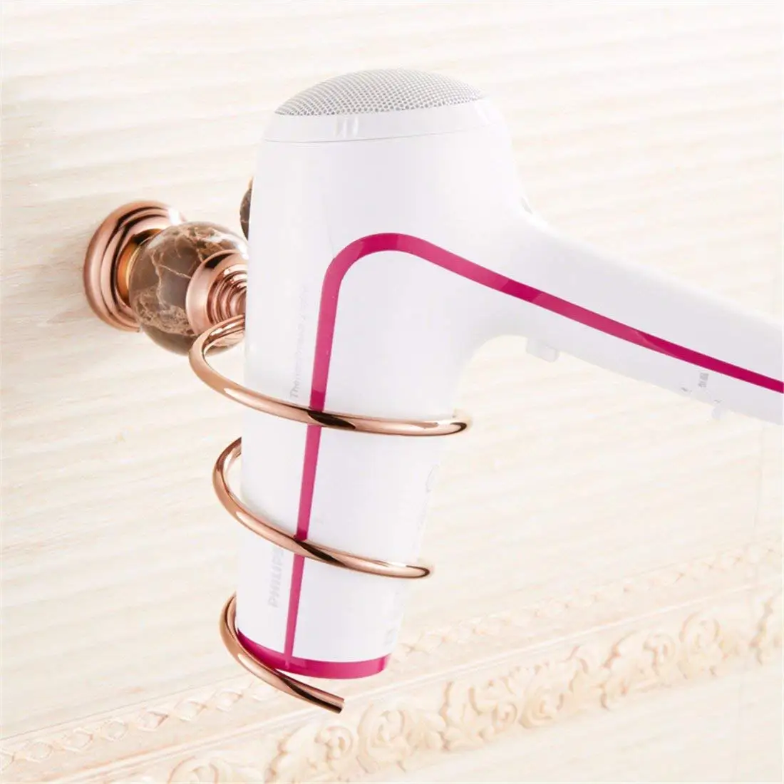 LAONA Continental antique rose gold black jade bathroom accessory kit toilet paper towel bar, hair dryer Rack