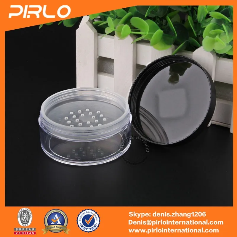50g Plastic Loose Powder Jars With Matte Black Cap Empty 1.8oz Plastic