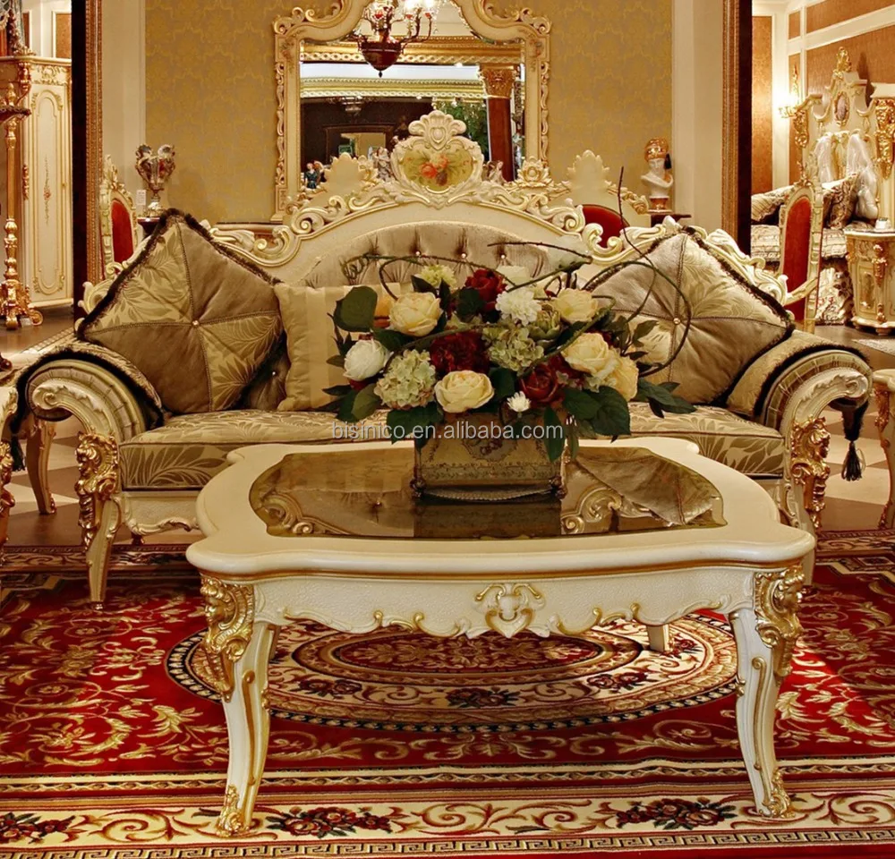 Luxe rococo frans hout gesneden met de hand geschilderde woonkamer ...