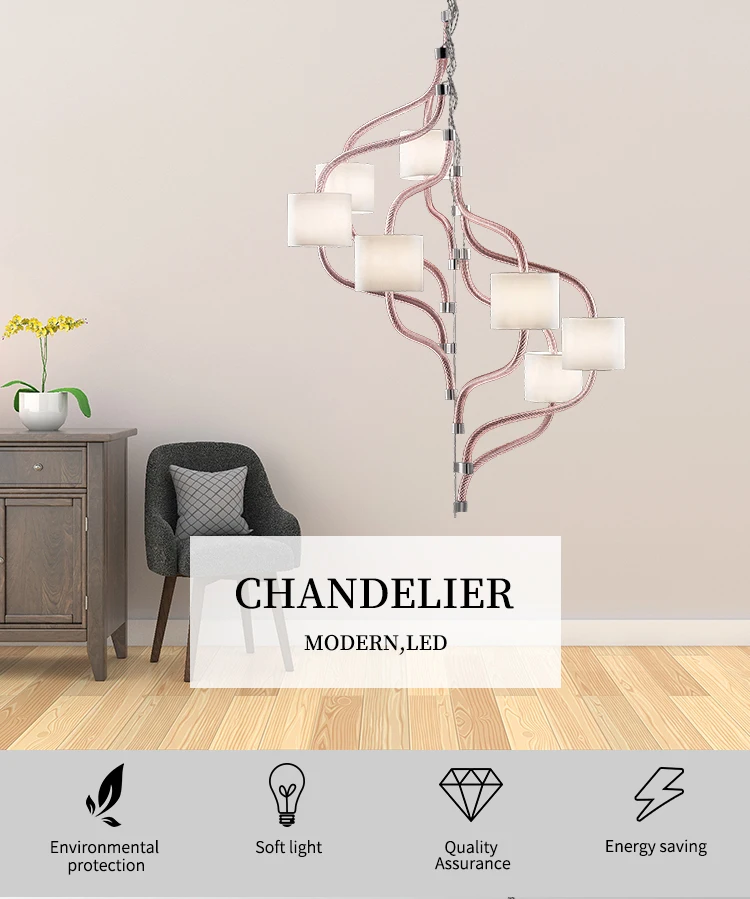 European modern design hotel decoration glass led chandelier pendant light