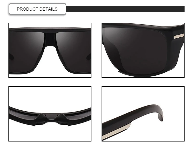 Retro UV400 Polarized MIrror Plastic Frame Men Square 2019 Sunglasses