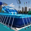 Hot Sale Amusement Park Metal / Steell Frame Swimming Pool With Water Slide, Inflatable Water Toys