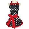 Vintage Aprons for Women Cotton Polka Dot Pattern Retro Bib Kitchen Apron