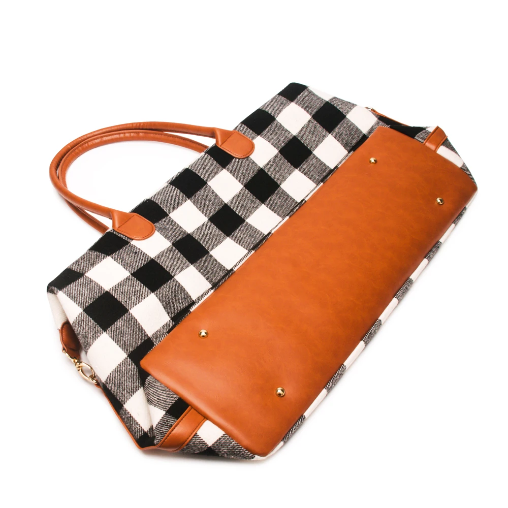 Flannelette Plaid Weekender Bag Wholesale Blanks Red Buffalo Duffle