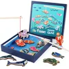 Baby Fishing Game 12 Fish 2 Rod Educational Toys Wooden Magnetic Set Fish Game Cartoon Fishing Toy Child Birthday Gift Boy Girls
