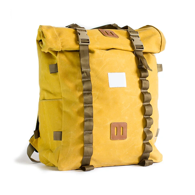 waxed roll top backpack