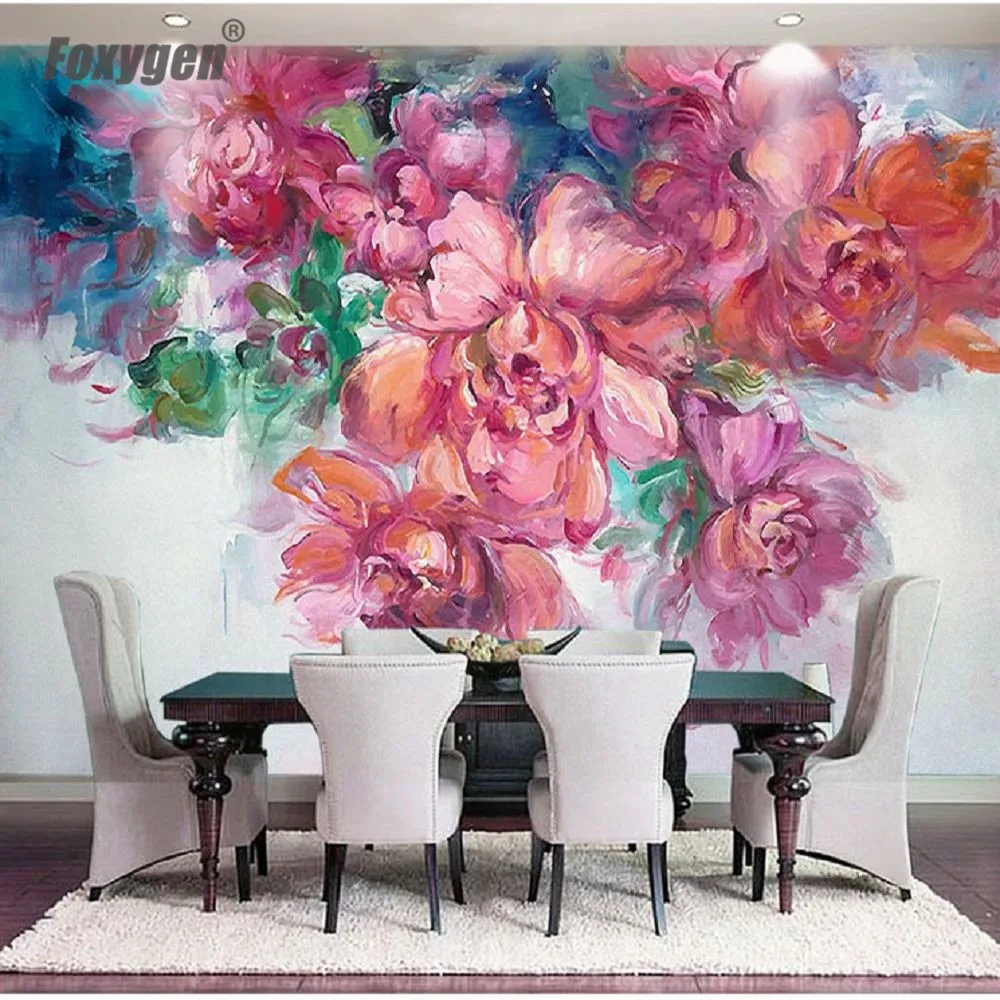 3d Mural Cheap Wallpaper With Oils Art Rose Designs For Wall Cover