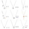 2019 SWA LOVE HEART Stars Butterfly Rose Gold Flower Key Elegant Temperament Necklace Earrings Gift Set 5351303 5391766