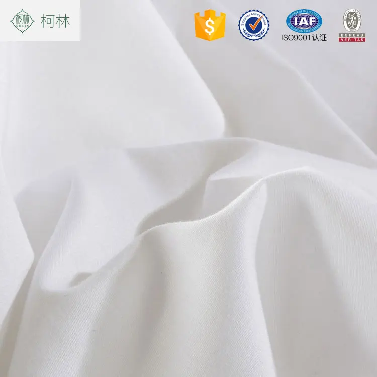 Polyester Cotton Sheet Plain Sateen 200tc White Fabric For Hotel Bed ...