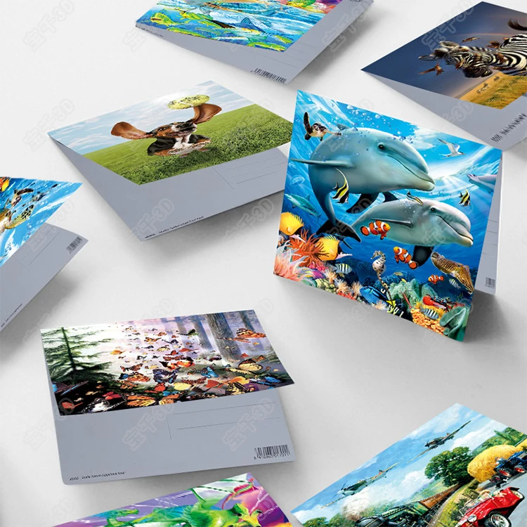 Customized 3d Lenticular Greeting Cards,Glitter Printing Cards Postcard Used For Holiday