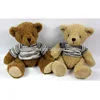 Luckiplus Hot Sale First Class Brown Sitting Bear in Stripe Cloth Safe Technology Toy For Kids