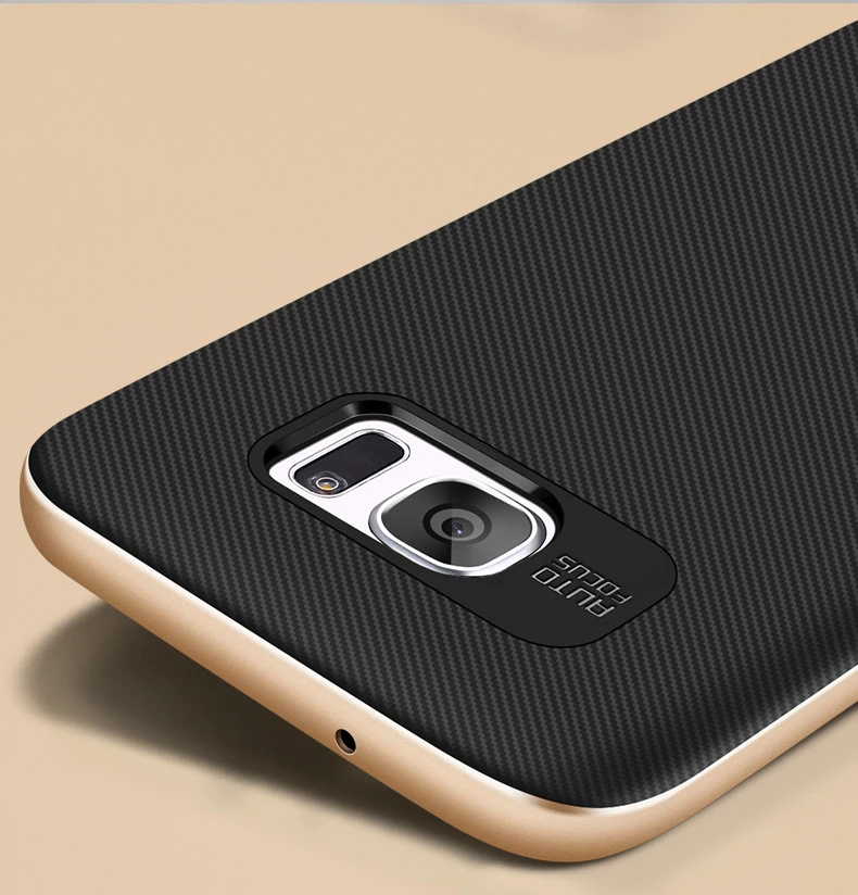 2 IN 1 Carbon Fiber TPU+PC Back Cover Case For Samsung Galaxy S7