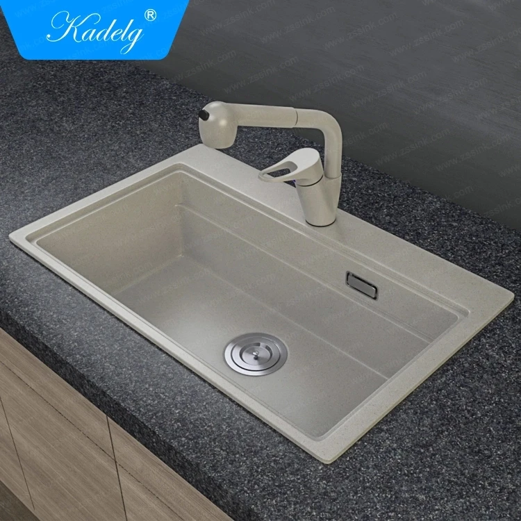 Modern Single Bowl Undermount Rectangular Granite Black Kitchen Sink