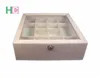 14 slots unfinished Wooden boxes with glass lid for wholesale