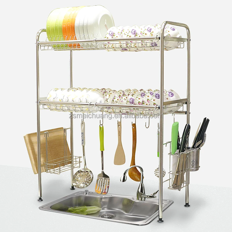 Kitchen 2 Tier 304 Stainless Steel Collapsible Anti Rust On Sink Big