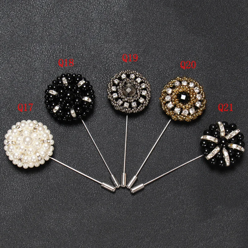 Custom Mens Suit Accessories Boutonniere Brouche Rhinestone Wedding