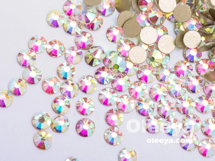 Oleeya Factory Wholesale Free Sample Glass 2088 Capri Blue AB Flatback Non Hotfix Rhinestones for Watches and Costumes