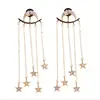 Wholesale New Moon & Star Pendant Earrings Pop Alloy Tassel Earrings (SWTRF1215)