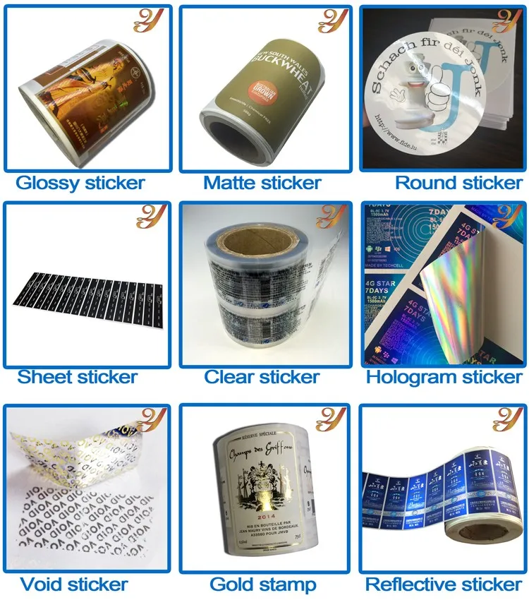 Label printing machine made roll sticker, hot stamping wine bottle sticker with fancy design
