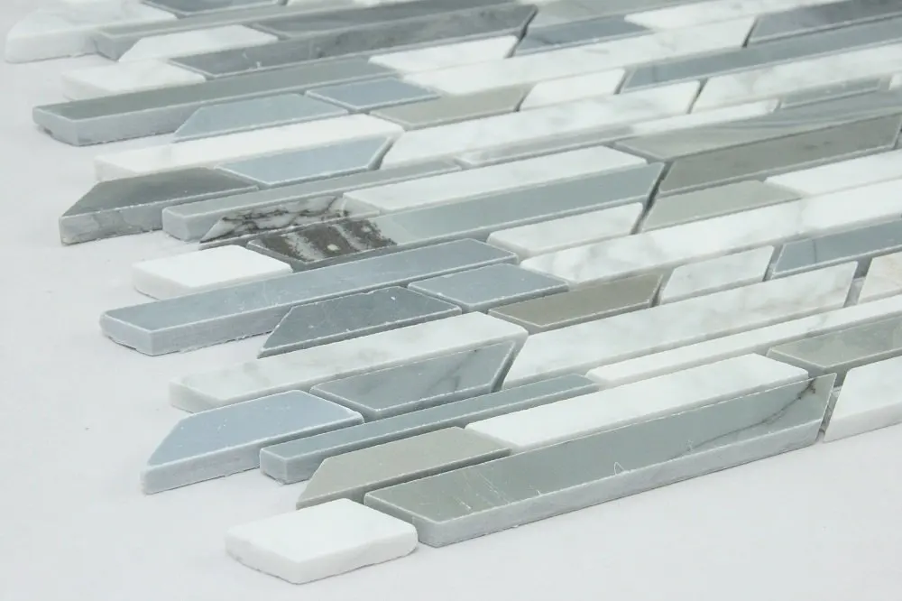 Bianco Carrara, Slate Jade, Italy Grey; Marble mosaic tile; White and Grey marble mosaic; bathroom mosaic tiles.