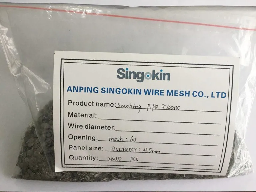 Silver Smoking Pipe Screens Stainless Steel Filter Mesh Screens For