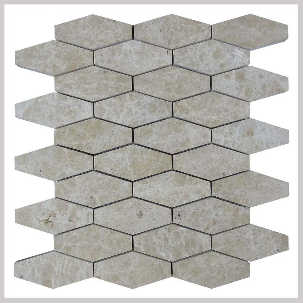 Long hexagon statuary emperador light shaped marble mosaic tile