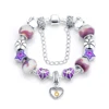 LZESHINE Fast Shipping European S925 Silver Plated Purple Beads Bracelet Murano Glass With Safety Chain Bracelet PCBR0058