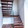 High quality indoor wood stairs steps U shape floating staircase home decor