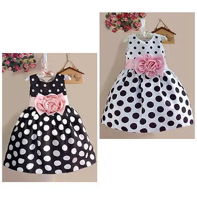 2016 New Summer Baby Kids Girls Party Wedding Polka Dot Flower Gown font b Fancy b