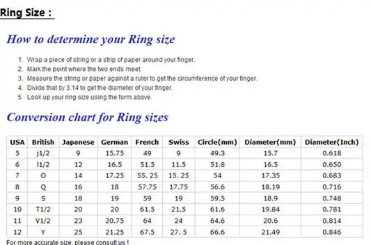 Tiara Size Chart