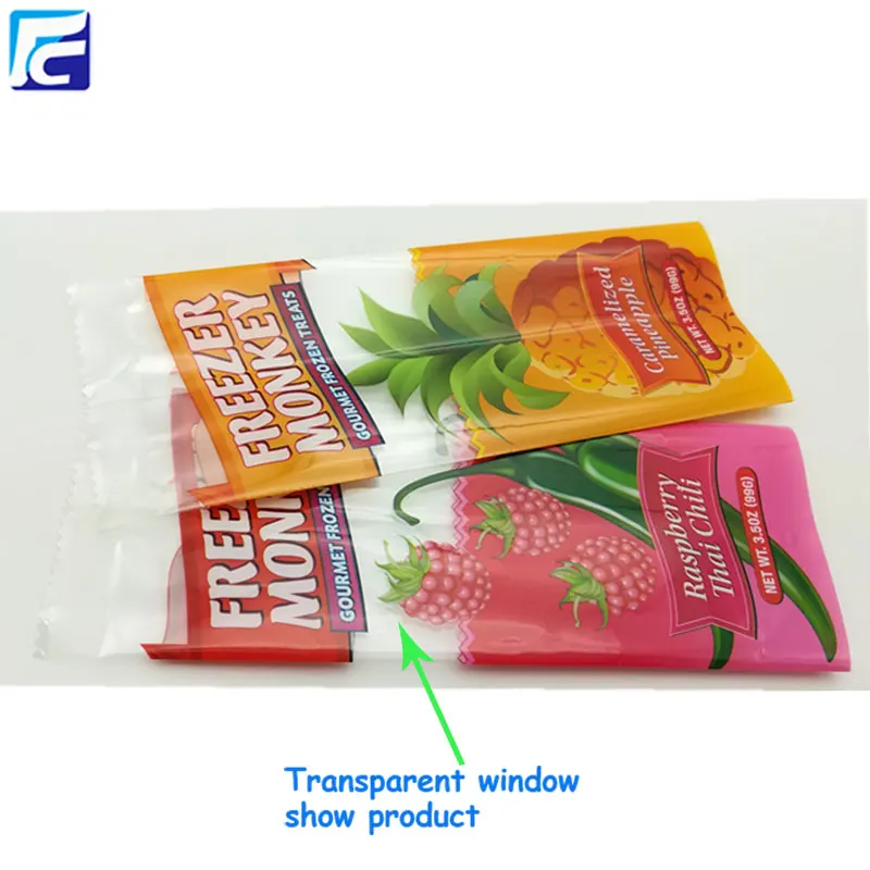 Back Sealing Food Grade Clear Plastic Ice Pop Bags / Popsicle Ice Cream