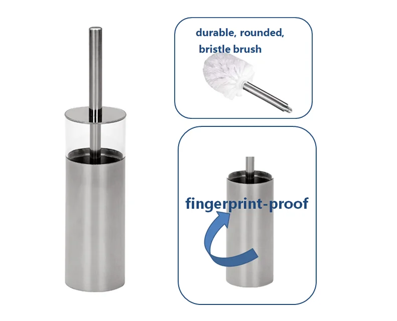 Pretty stainless steel modern blue toilet brush