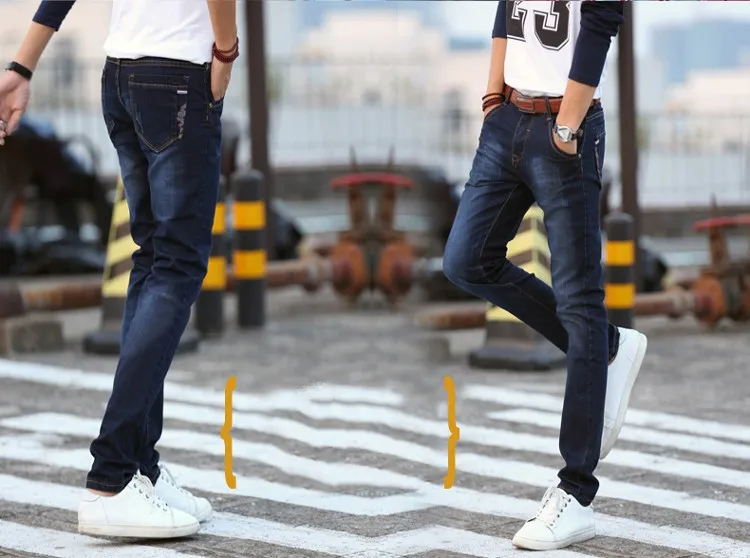 Korean Style Simple Mens Jeans Slim Straight Casual Men's Jeans ...